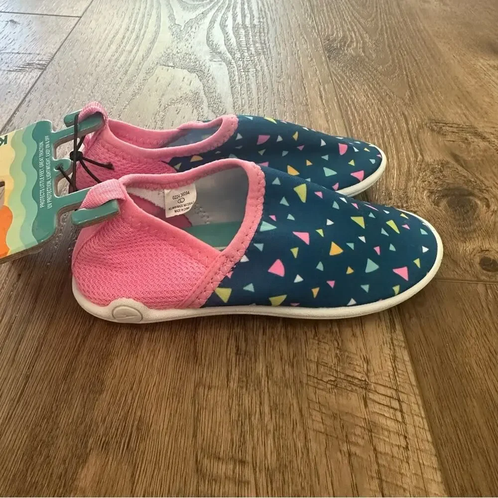 Speedo Girl’s Water Shoes, Splash & Sun Bootie, Blue/Pink, Non-Slip, L (9/10)
